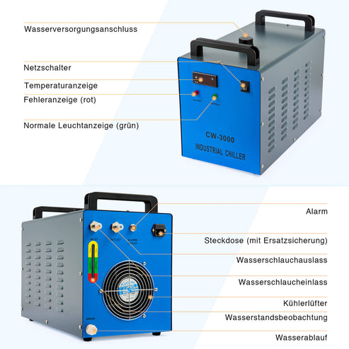 Industrieller Wasserkühler & Chiller für 40W-60W CO2 Laser Cutter | CW-3000  OMTech Laser   