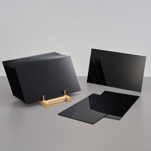 Acrylplatte - Schwarz Halbtransparent 500x300x3mm 10er Pack Materialien OMTech Laser