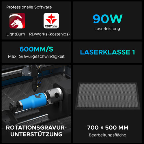 90W CO2 Laser Graviermaschine & Cutter mit 700x500mm Gravurfläche | Turbo-758 CO2 Laser Graviermaschine & Cutter OMTech Laser