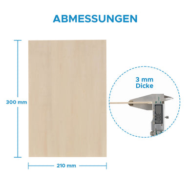 Birkensperrholz 10 Stücke 300x210x3mm zum Basteln, Laserschneiden und Lasergravieren Materialien OMTech Laser