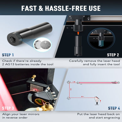 Laser-Ausrichthilfe für CO2 Laser Graviermaschinen und Lasercutter | LAT-1655 Laserausrichtungshilfe OMTech Laser   