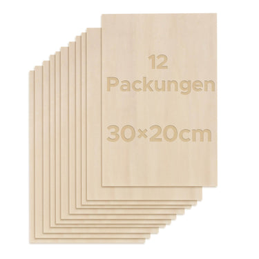 Lindenholz 12 Stücke 300x200x3mm zum Basteln, Laserschneiden und Lasergravieren Materialien OMTech Laser   