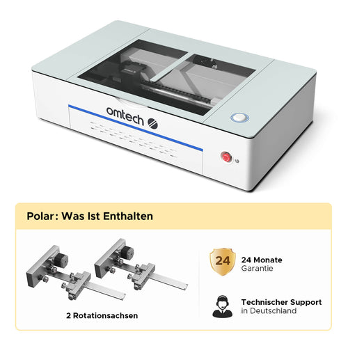 50W Desktop Laser Cutter mit 510x300mm Gravurfläche | Polar Laser CO2 Laser Graviermaschine & Cutter OMTech Laser