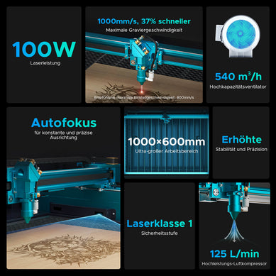 100W CO2 Laser Cutter & Graviermaschine mit 1000x600mm Gravurfläche | Pronto-45