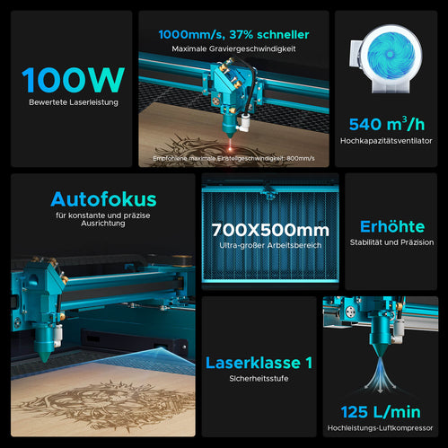 100W CO2 Laser Cutter & Graviermaschine mit 700x500mm Gravurfläche | Pronto-35X CO2 Laser Graviermaschine & Cutter OMTech Laser