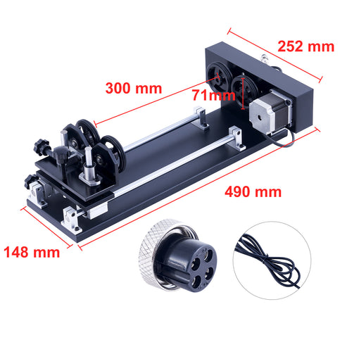 4-Räder-Drehachse für CO2 Laser Graviermaschinen & Lasercutter | LRA-GL49 Drehachse OMTech Laser   