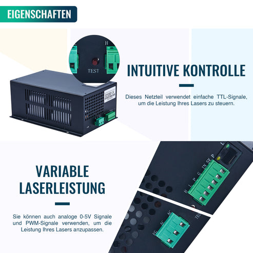 100W Netzteil für CO2 Laser Graviermaschinen und Lasercutter | LN-100 CO2-Laser-Netzteil OMTech Laser   