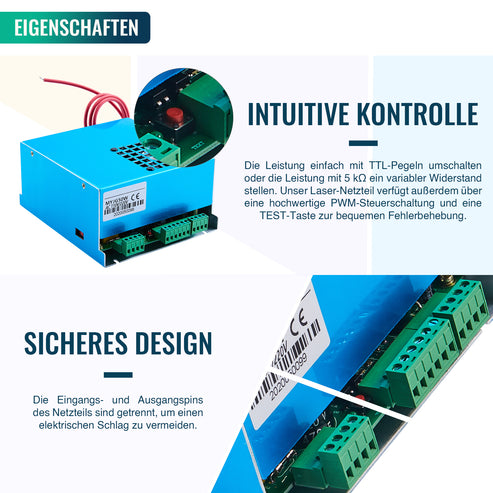 50W Netzteil für CO2 Laser Graviermaschinen und Lasercutter | LN-50 CO2-Laser-Netzteil OMTech Laser   