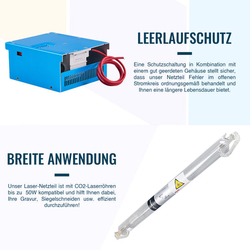 50W Netzteil für CO2 Laser Graviermaschinen und Lasercutter | LN-50 CO2-Laser-Netzteil OMTech Laser   