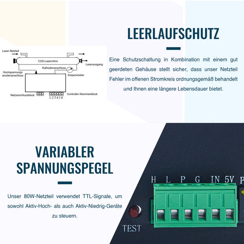 80W CO2-Laser-Netzteil & Stromversorgung | LN-80 CO2-Laser-Netzteil OMTech Laser   