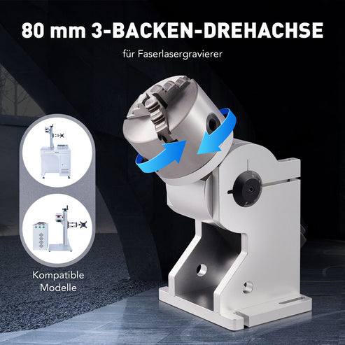 80mm Drehachse & Rotary Axis für MOPA und Faserlaser Graviermaschinen | LRA-602D Drehachse OMTech Laser   